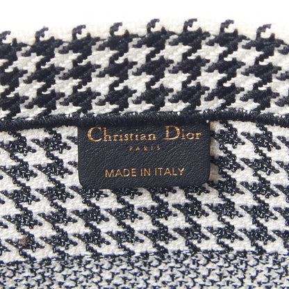 Christian Dior Canvas Houndstooth Embroidered Medium Book Tote Black White 8 of 9