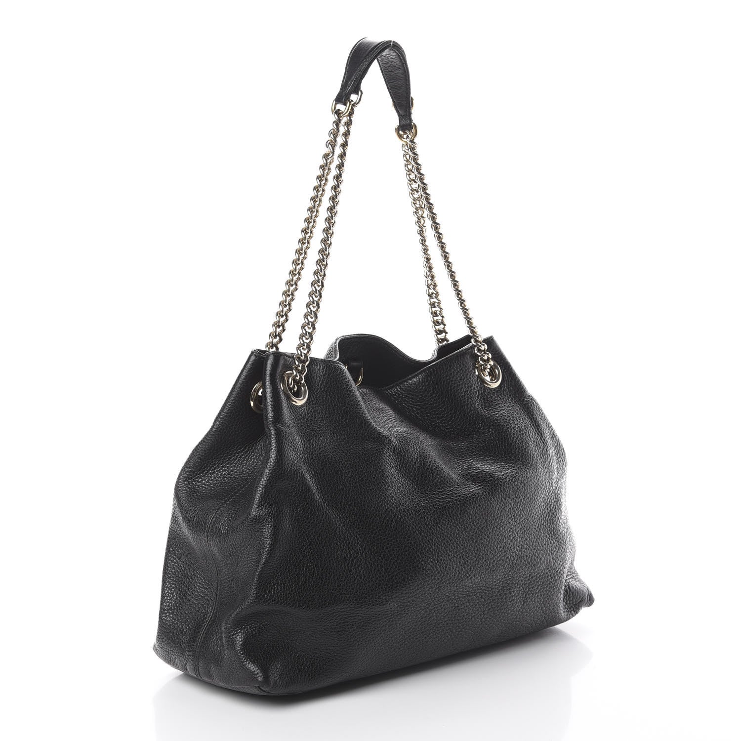 Gucci Pebbled Calfskin Medium Soho Chain Shoulder Bag Black 2 of 8