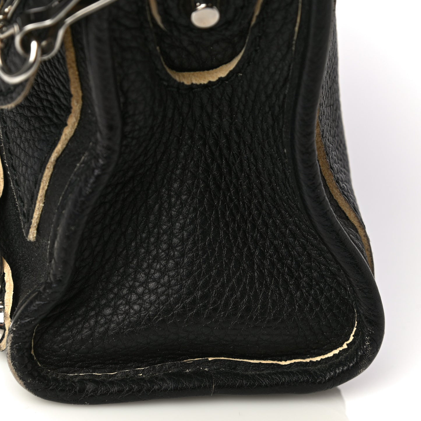 Supple Grained Calfskin Classic Silver Hardware Highlight Mini City Black