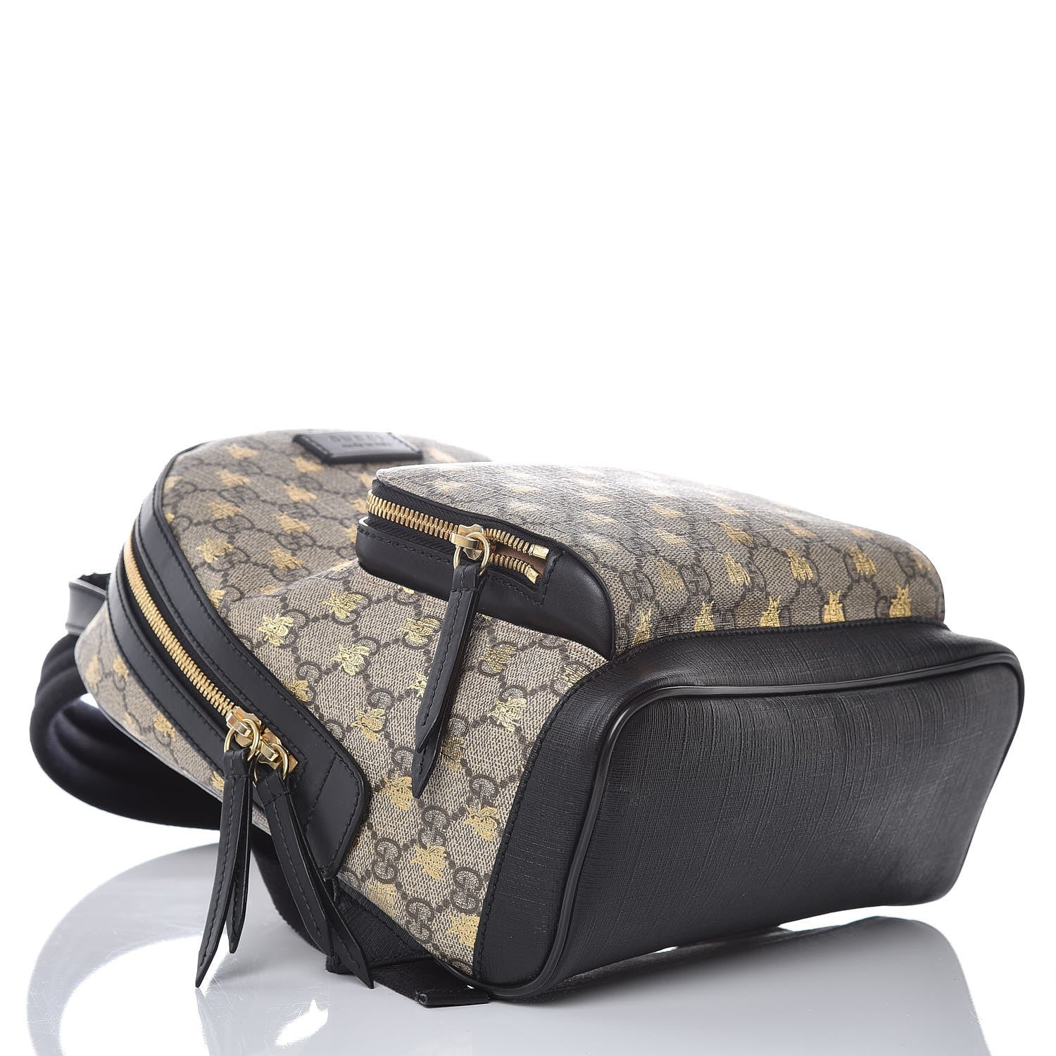 Gucci GG Supreme Monogram Bees Print Small Day Backpack Beige Oro Black 4 of 13