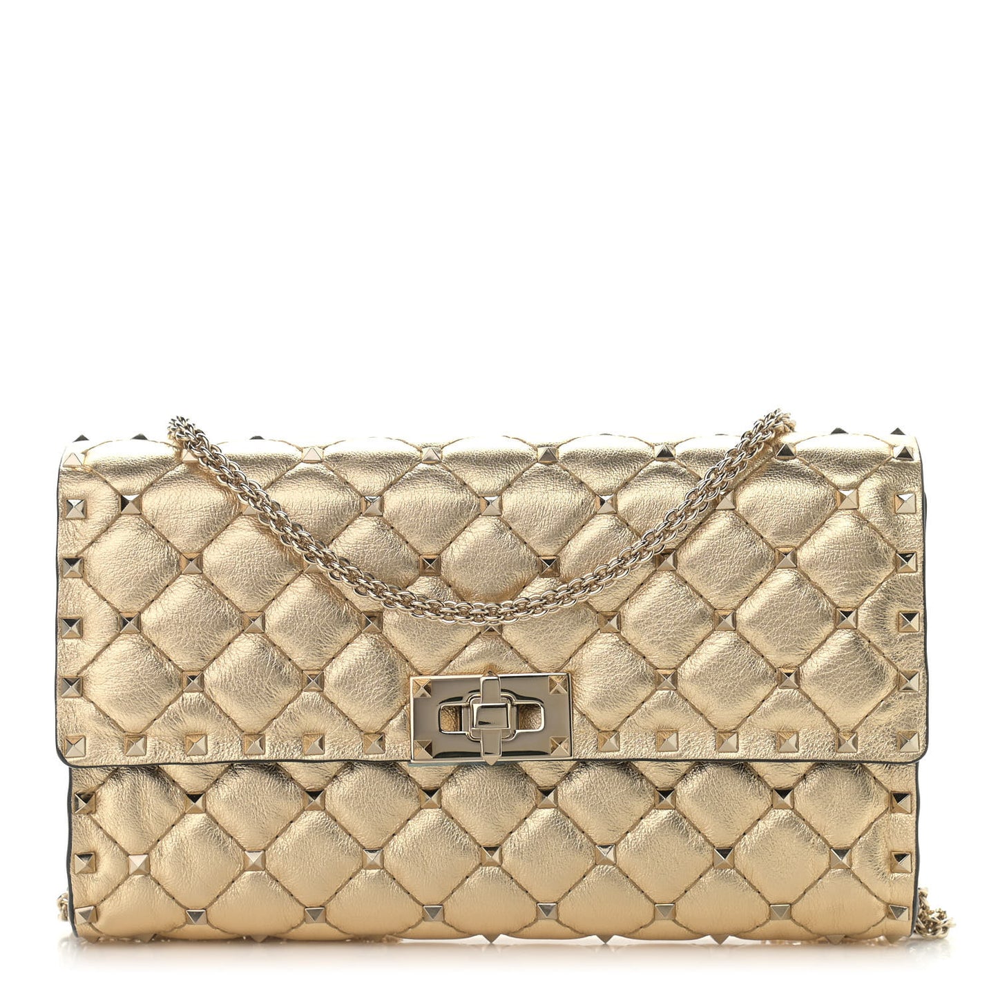 Metallic Nappa Rockstud Spike Wallet on Chain Mekong