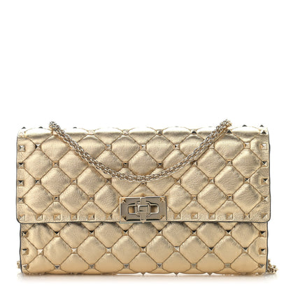 Valentino Garavani Metallic Nappa Rockstud Spike Wallet on Chain Mekong 1 of 9