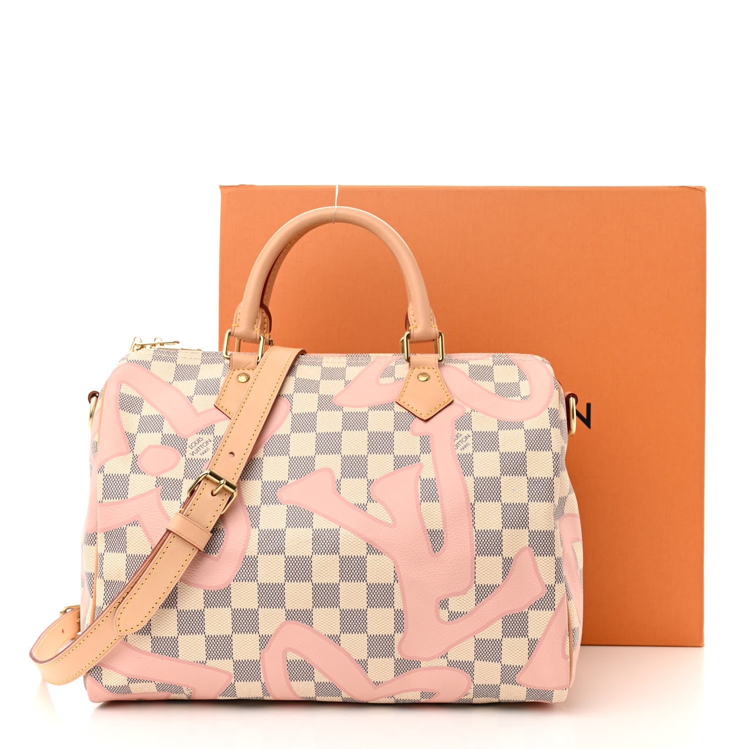 Louis Vuitton Damier Azur Tahitienne Speedy Bandouliere 30 Rose Ballerine 11 of 11