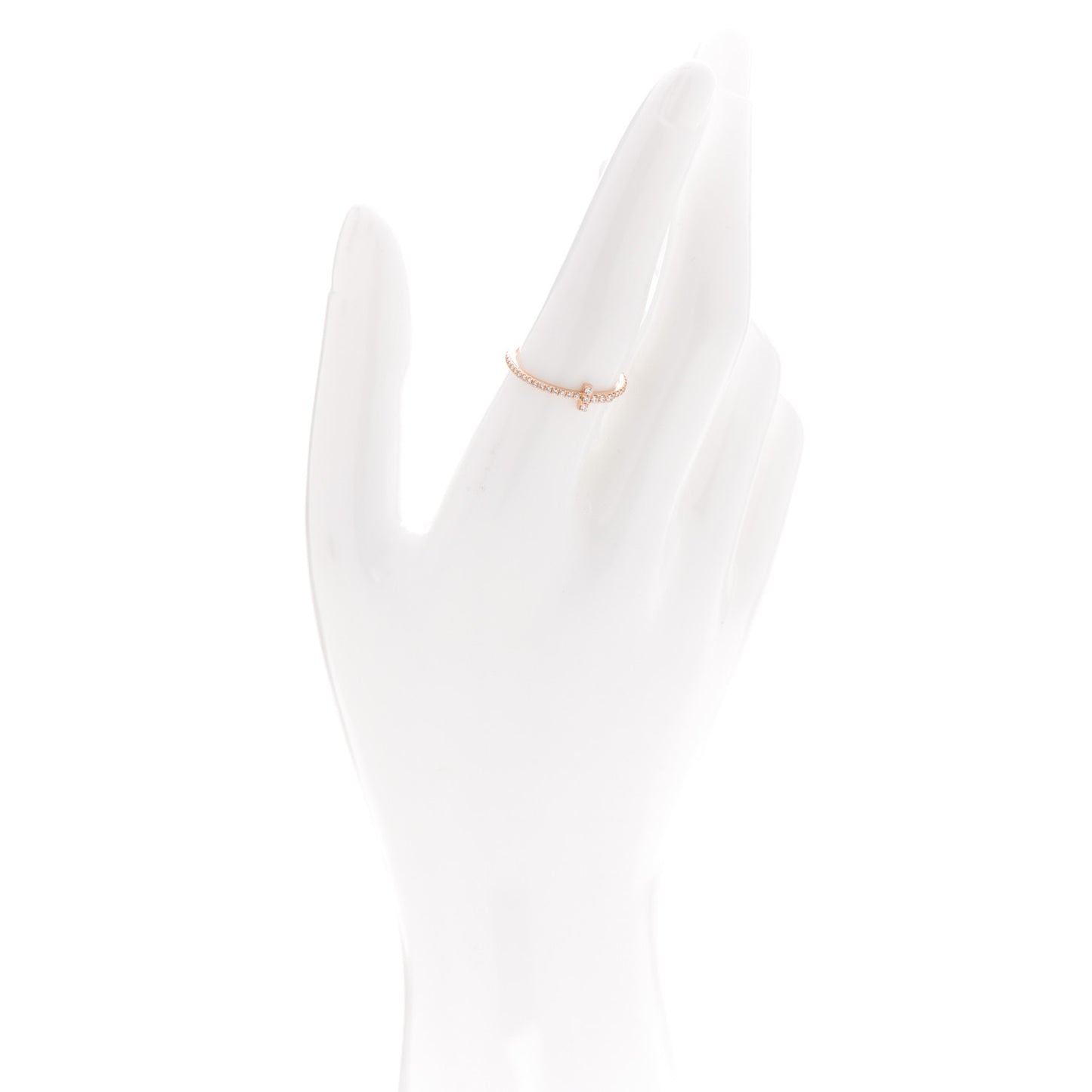 18K Rose Gold Diamond T Wire Pave Ring 56 7.75