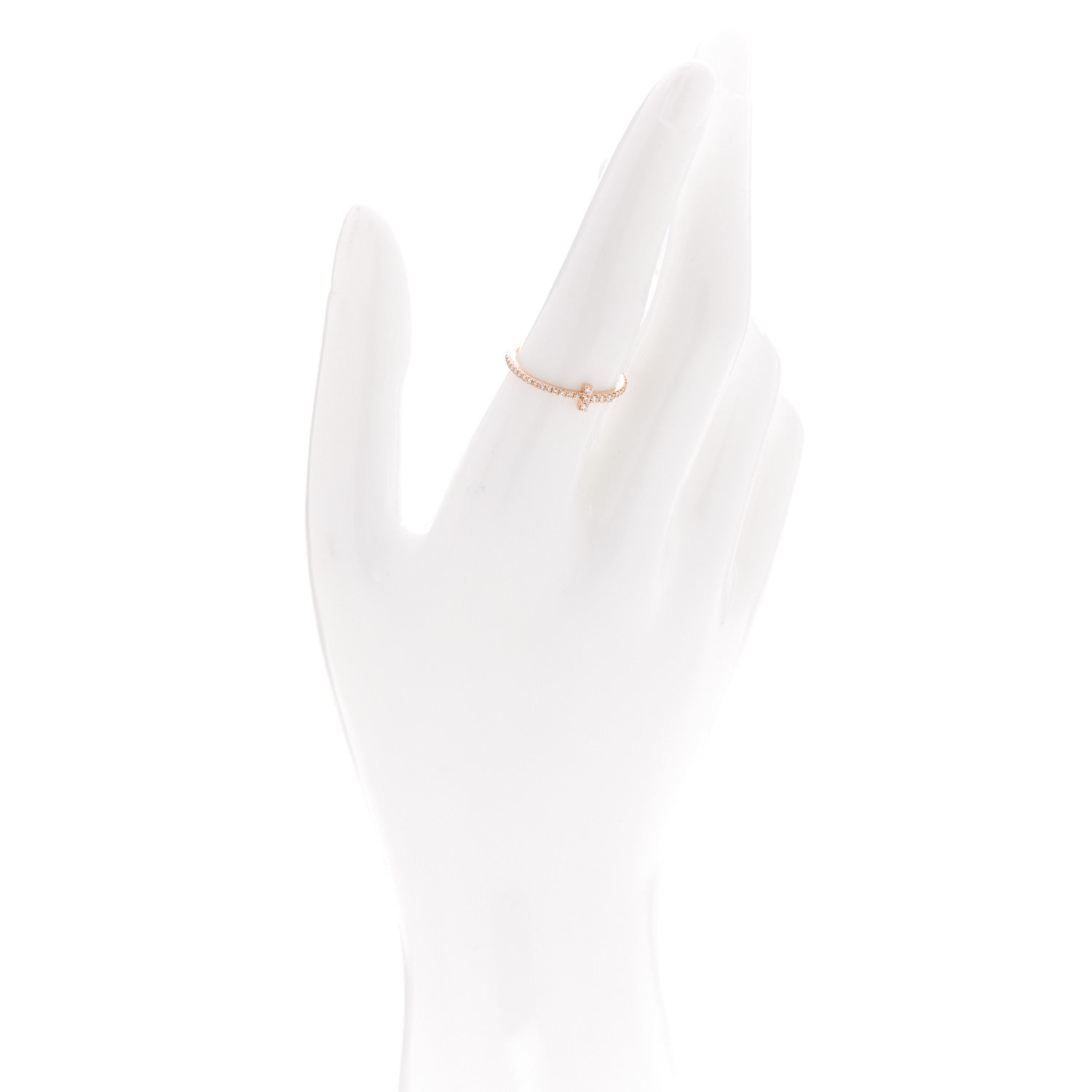 Tiffany 18K Rose Gold Diamond T Wire Pave Ring 56 7.75 2 of 6
