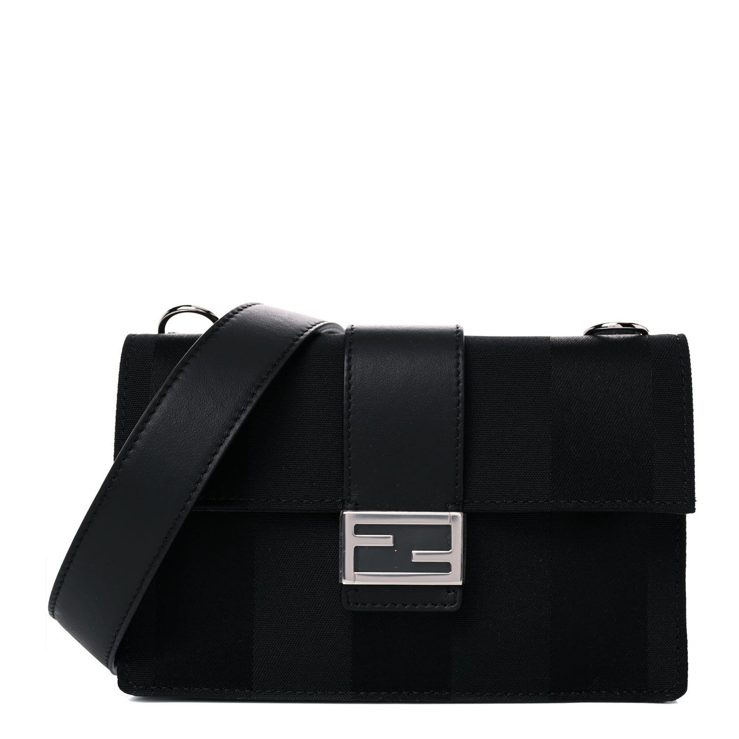 Recycled Nylon Vitello Grace Light Pequin Baguette Belt Pouch Black