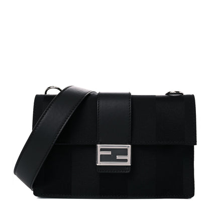 Fendi Recycled Nylon Vitello Grace Light Pequin Baguette Belt Pouch Black 1 of 11