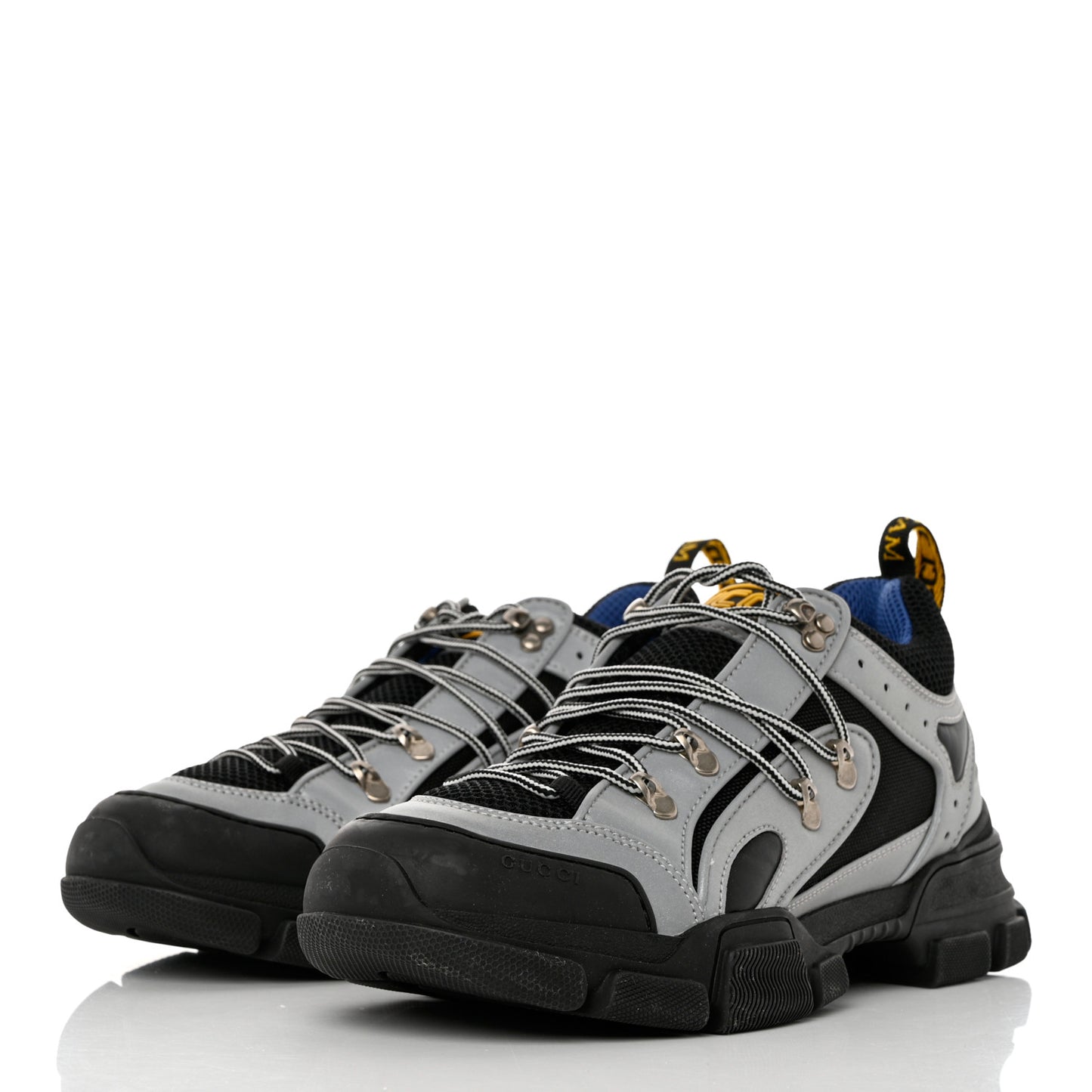 X SEGA Mesh Technical Canvas Calfskin Reflective Mens Flashtrek Sneakers 10.5 Silver Black