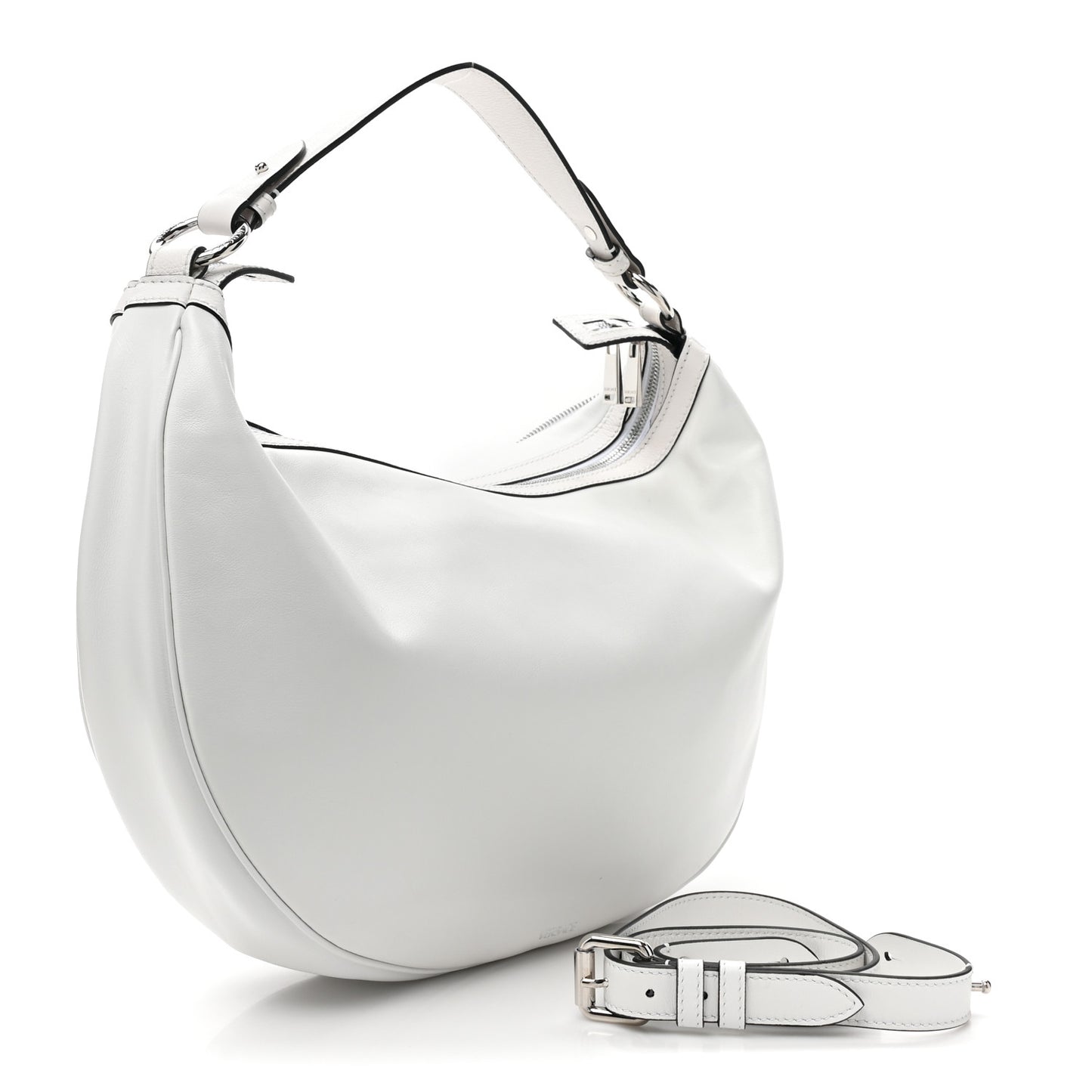 Calfskin Medium Repeat Zip Hobo Optical White