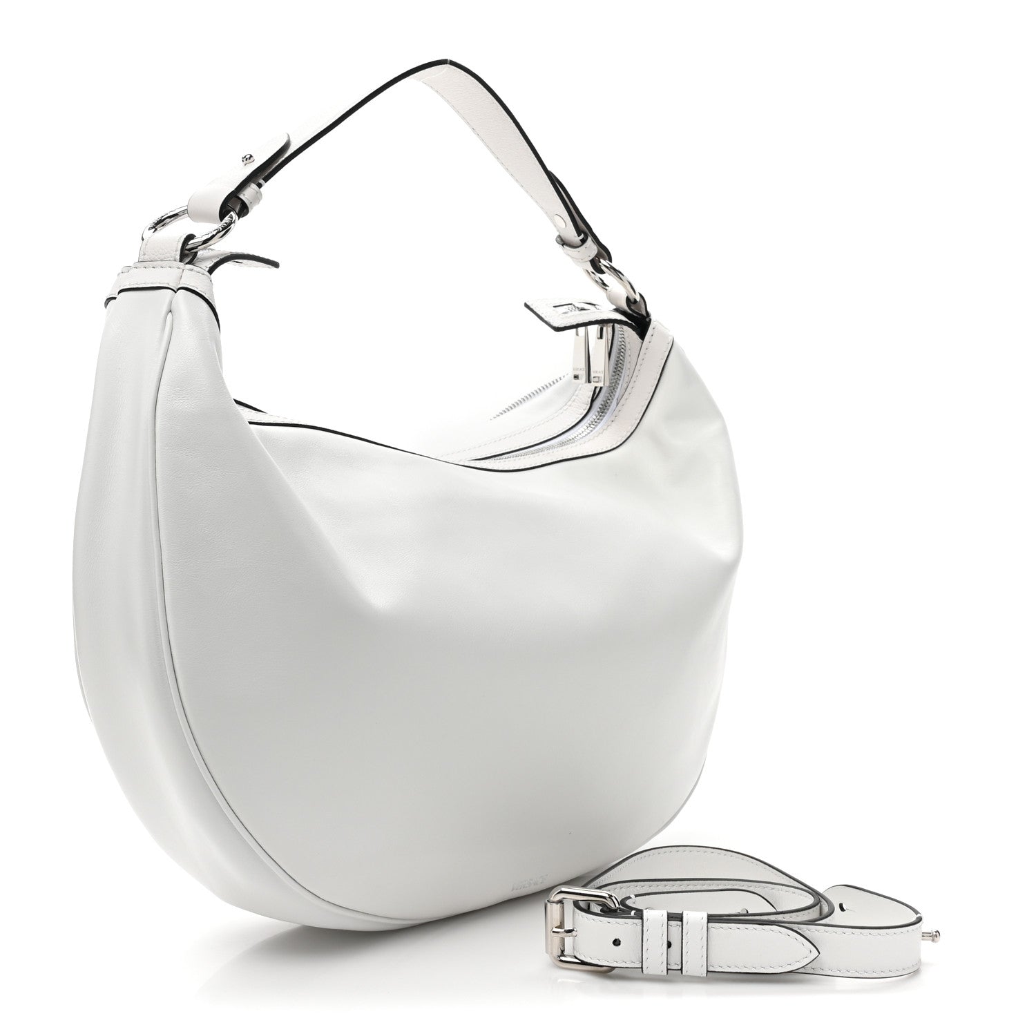 Versace Calfskin Medium Repeat Zip Hobo Optical White 3 of 8