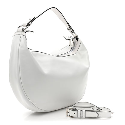 Versace Calfskin Medium Repeat Zip Hobo Optical White 3 of 8