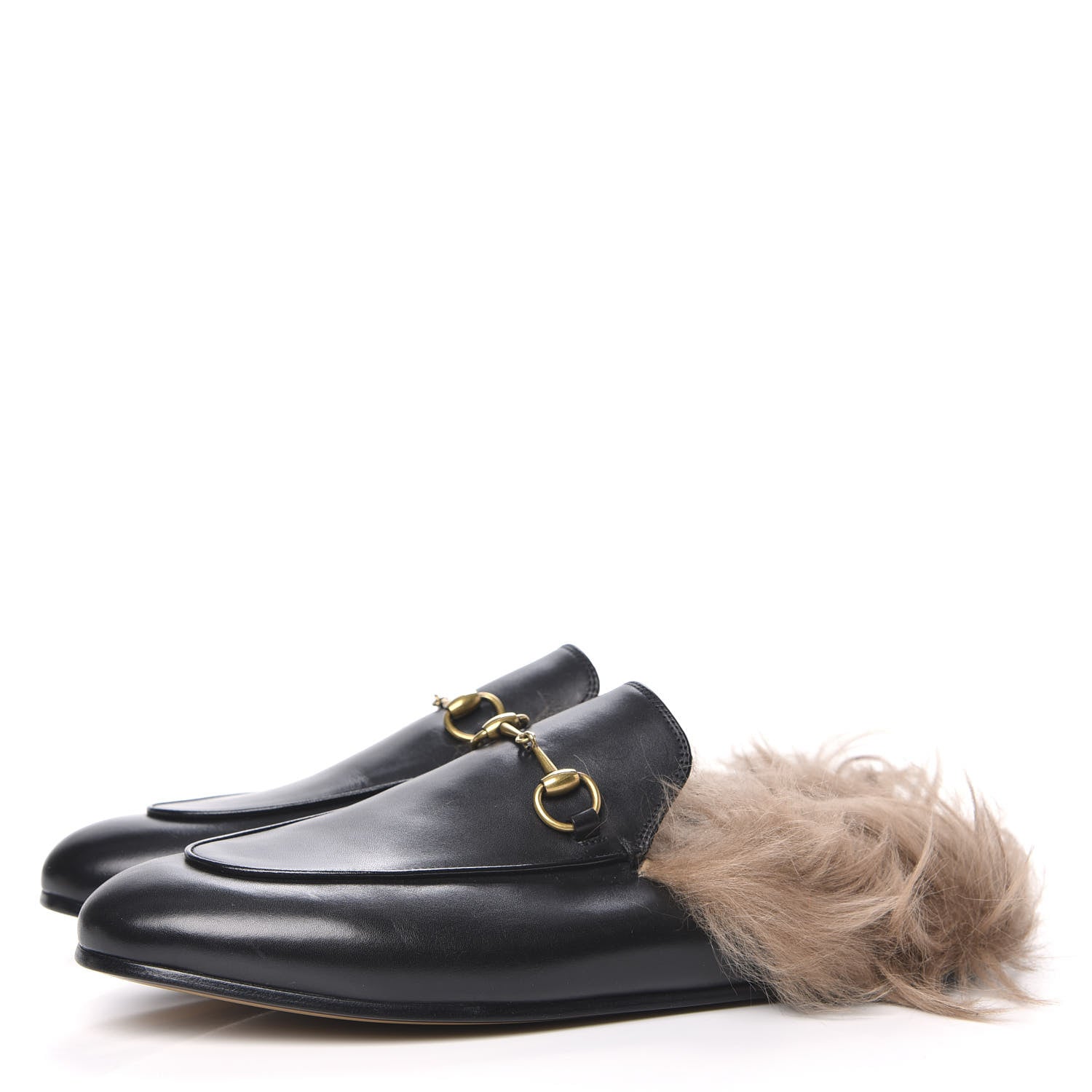 Gucci Calfskin Fur Womens Princetown Slippers 40.5 Black 3 of 8