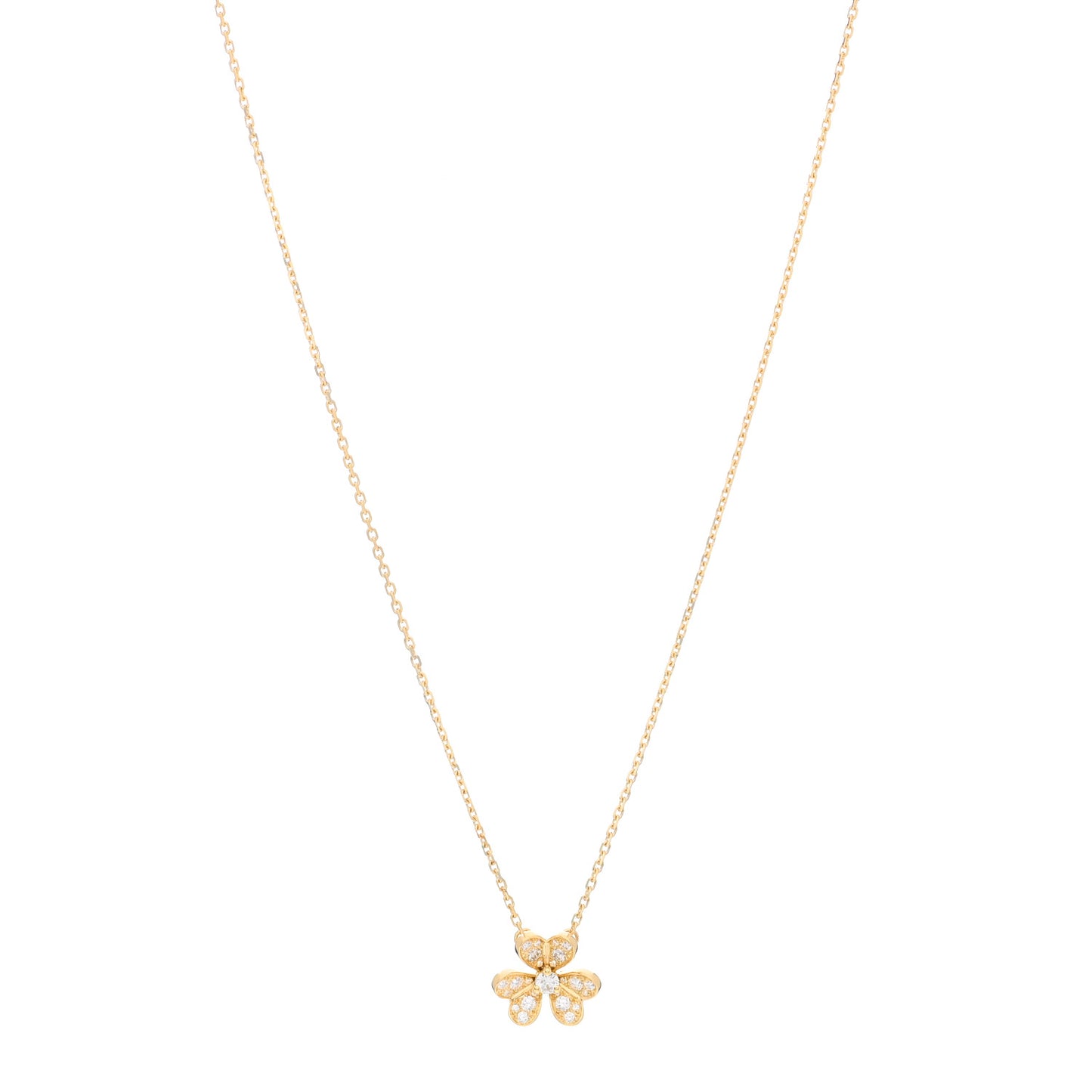 18K Yellow Gold Diamond Mini Frivole Pendant Pave Necklace