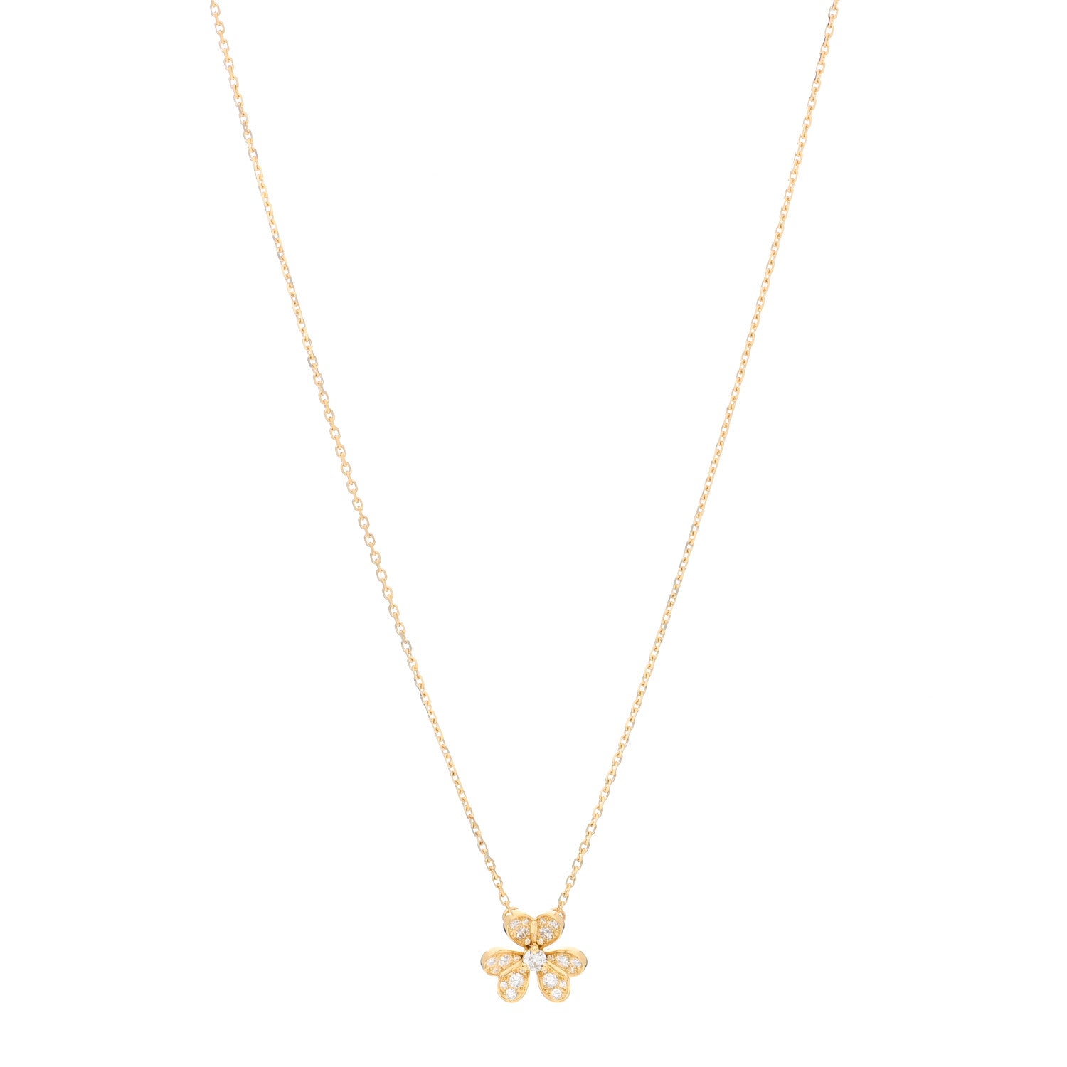 Van Cleef & Arpels 18K Yellow Gold Diamond Mini Frivole Pendant Pave Necklace 1 of 7