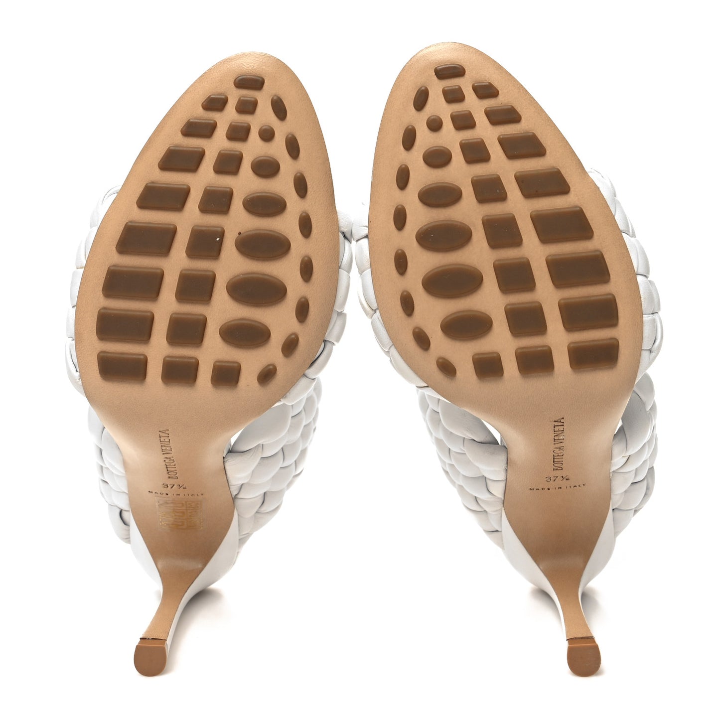 Nappa Twisted Padded Intrecciato Curve Slide Sandals 37.5 Optic White