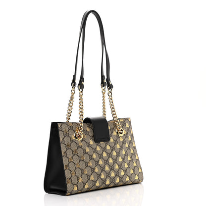 Gucci GG Supreme Monogram Bees Small Padlock Tote Beige Oro Black 3 of 10
