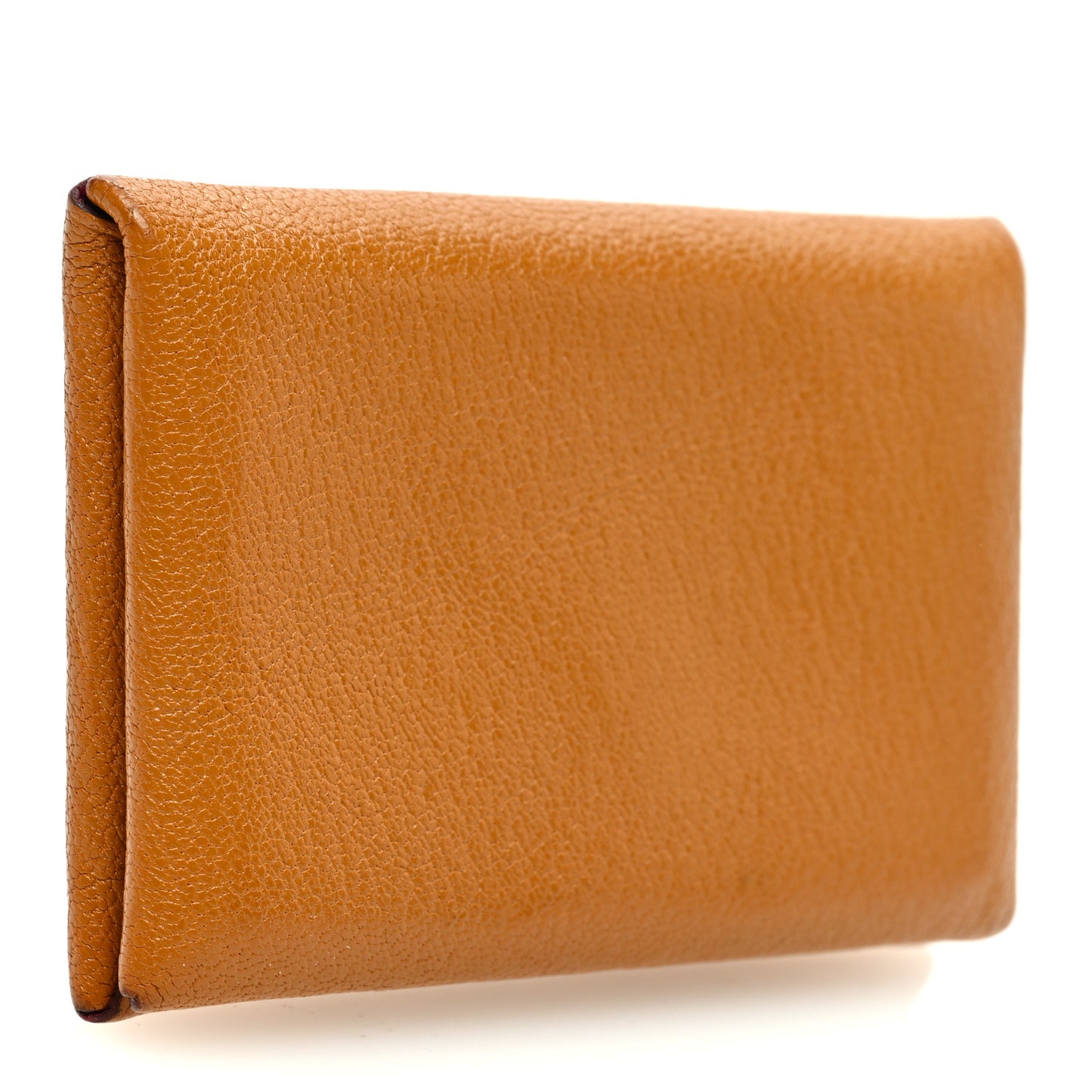 Chevre Mysore Verso Calvi Card Case Caramel Rose Shocking