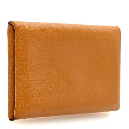 Hermes Chevre Mysore Verso Calvi Card Case Caramel Rose Shocking 3 of 8