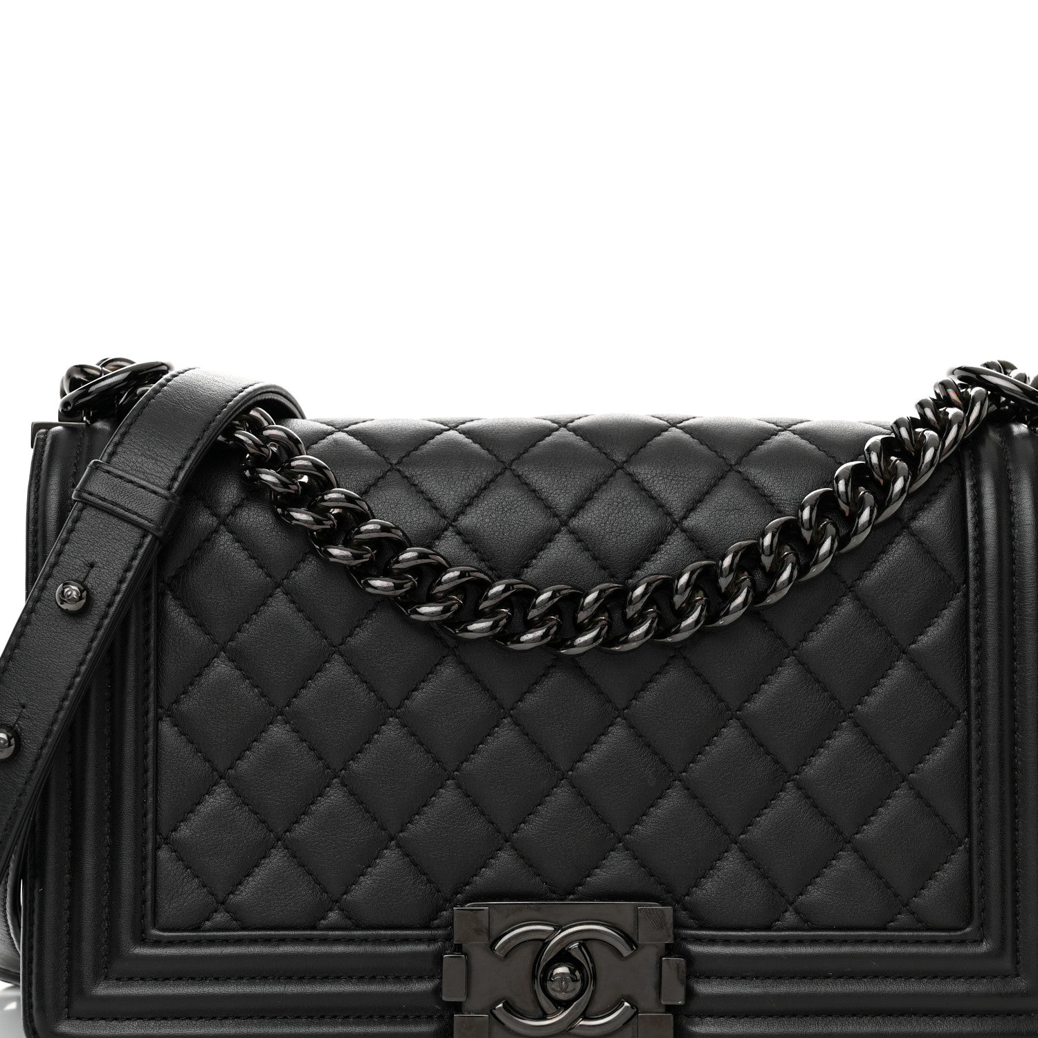 Chanel Calfskin Quilted Medium Boy Flap So Black 8 of 14
