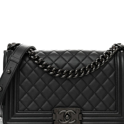 Chanel Calfskin Quilted Medium Boy Flap So Black 8 of 14