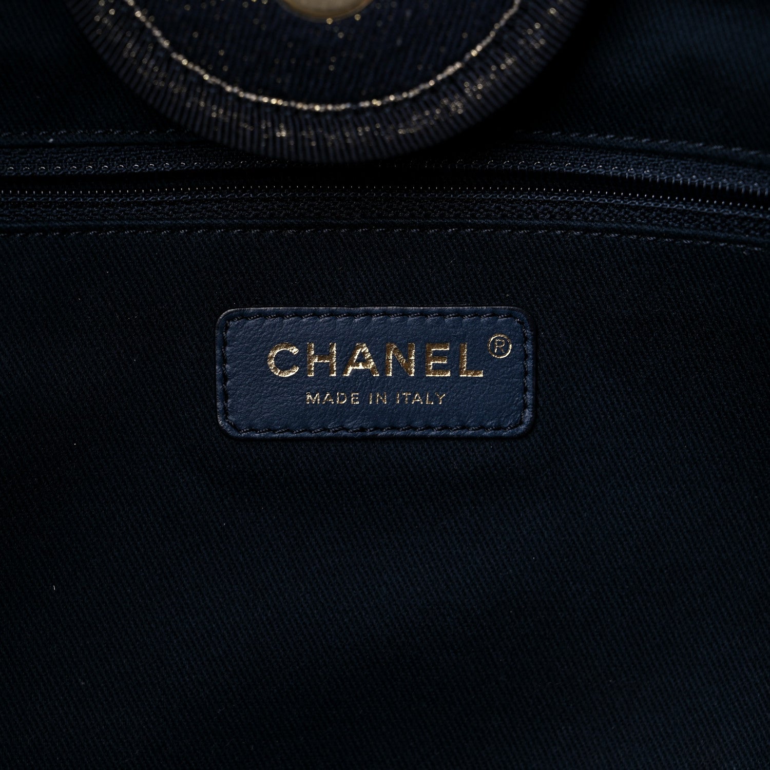 Chanel Lurex Canvas Medium Deauville Tote Navy Blue Gold 5 of 10