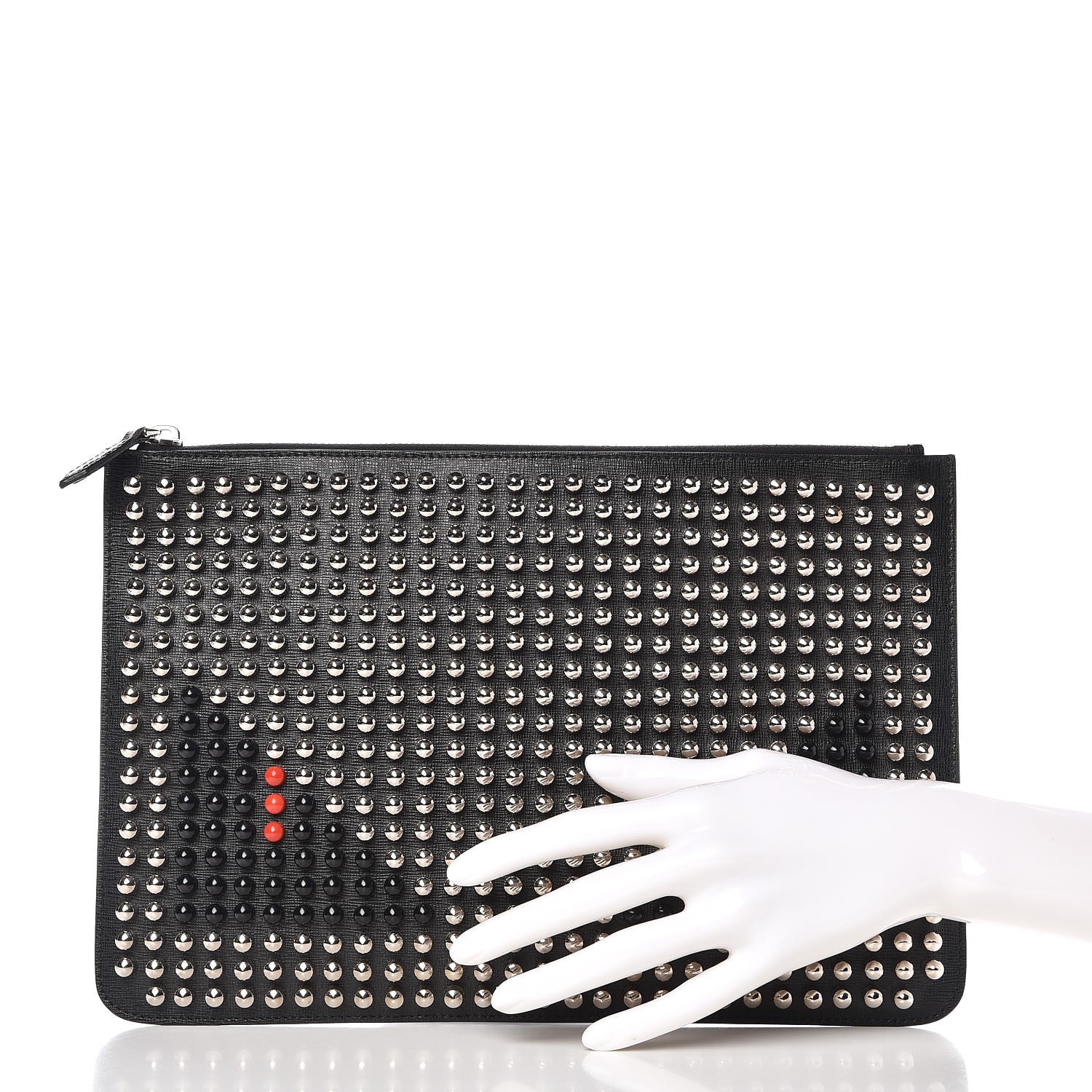 Fendi Vitello Elite Monster Eyes Studded Pouch Black 2 of 7