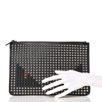 Fendi Vitello Elite Monster Eyes Studded Pouch Black 2 of 7