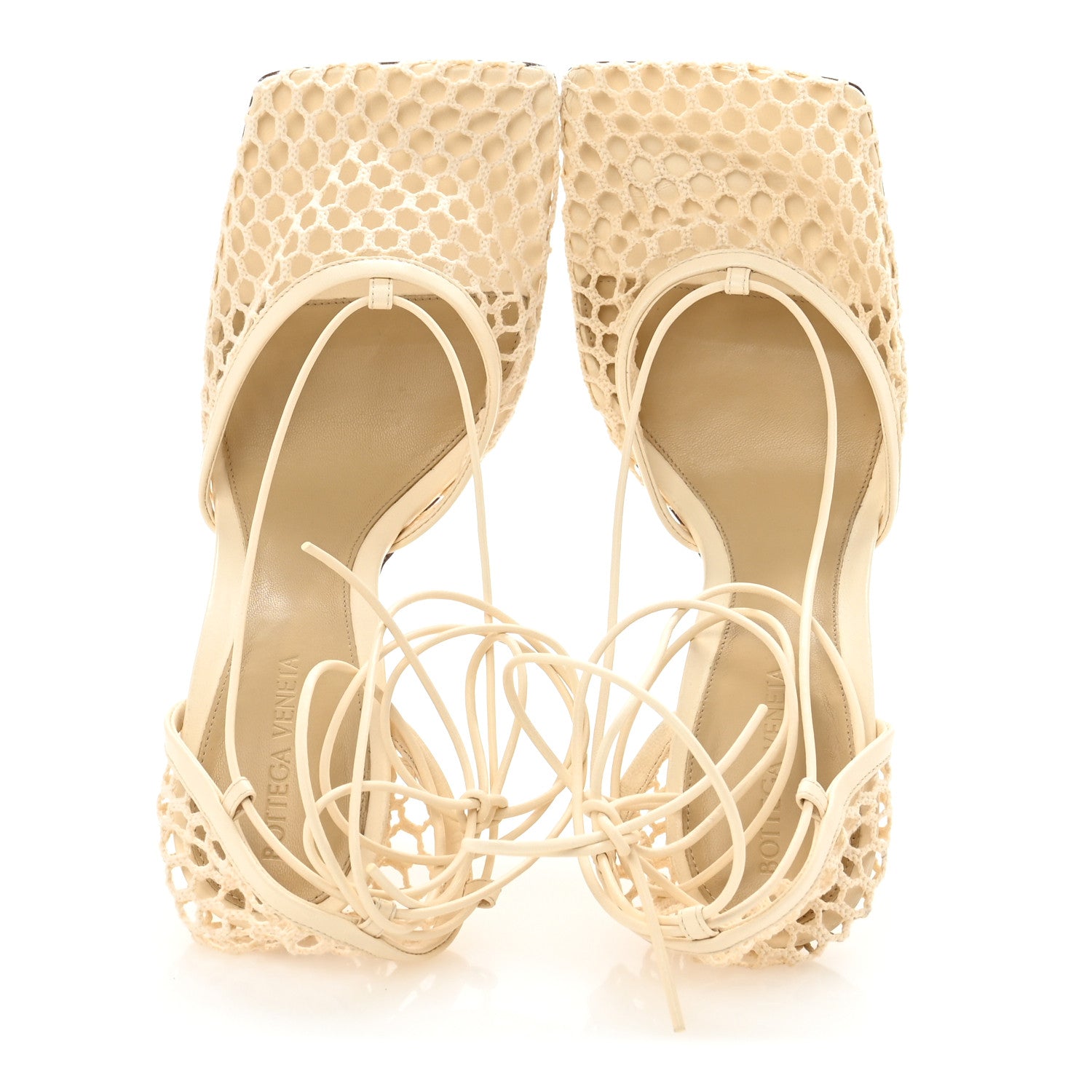 Bottega Veneta Mesh Nappa Stretch Ankle Tie Sandals 40.5 Toile 2 of 9