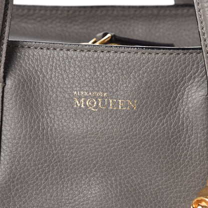 Alexander McQueen Pebbled Calfskin Small Skull Padlock Zip Around Tote Grey 6 of 12