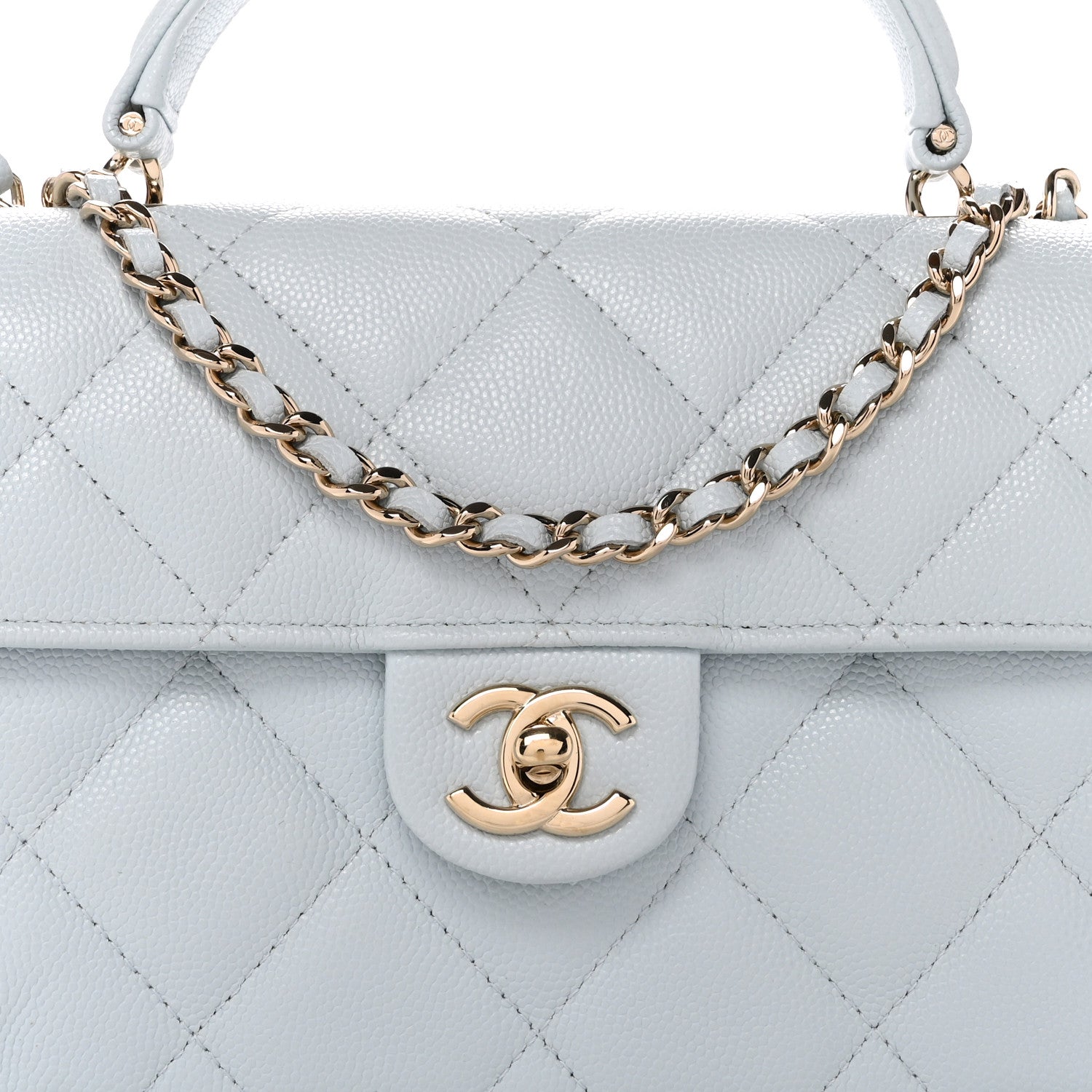 Chanel Caviar Quilted Mini Retro Twist Top Handle Flap Light Blue 9 of 12