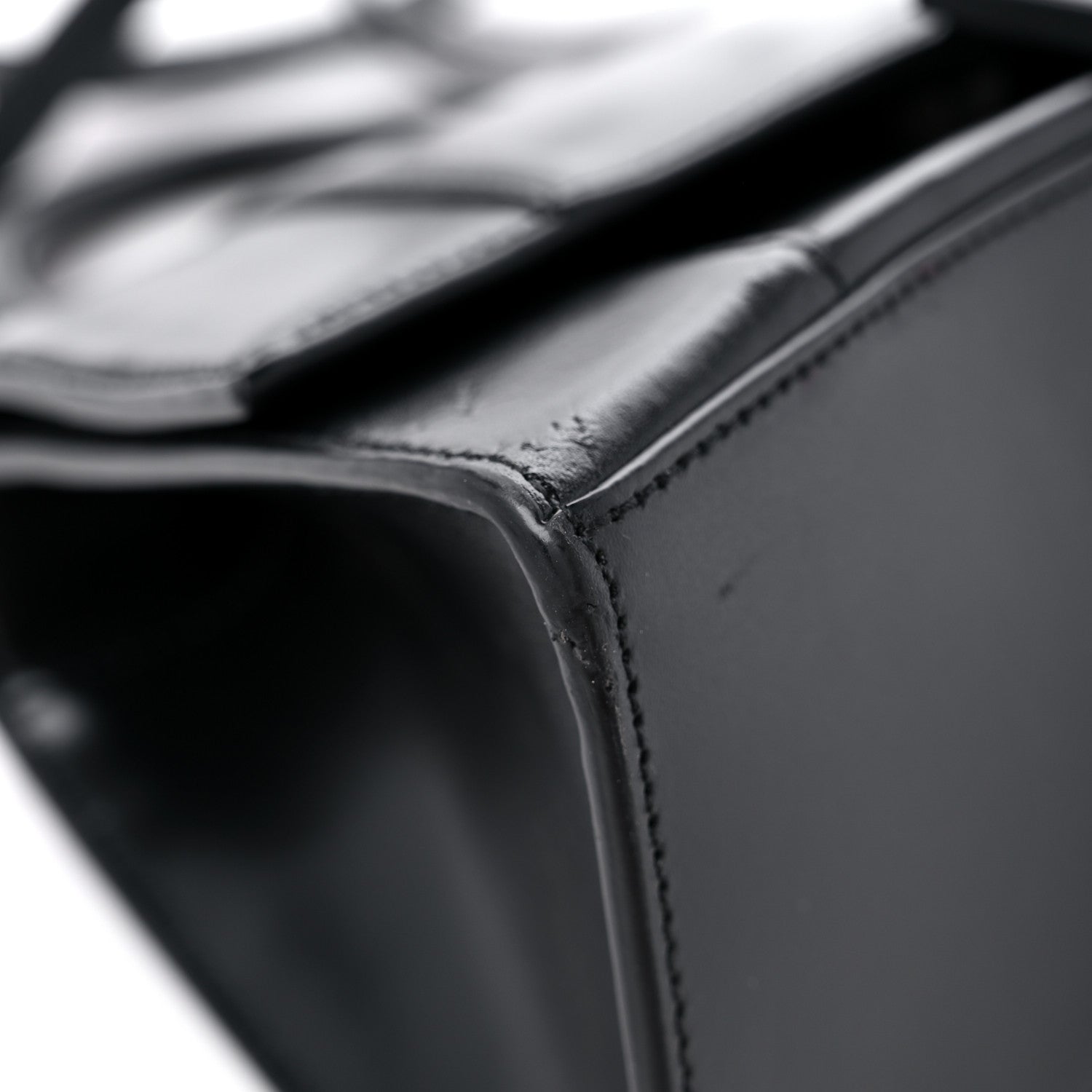 Balenciaga Shiny Box Calfskin Monochrome Small Hourglass Top Handle Bag Black 7 of 11