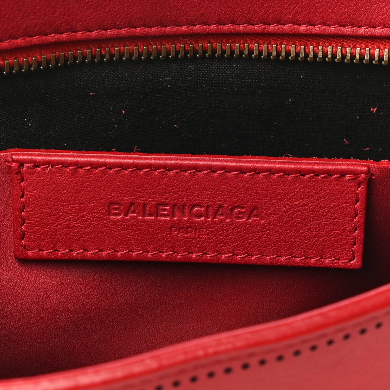 Balenciaga Veau Soyeux Perforated Blackout Hardware Reporter Rouge Groseille 6 of 17