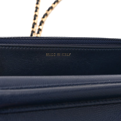 Chanel Caviar Quilted Crystal CC Wallet On Chain WOC Navy 7 of 12