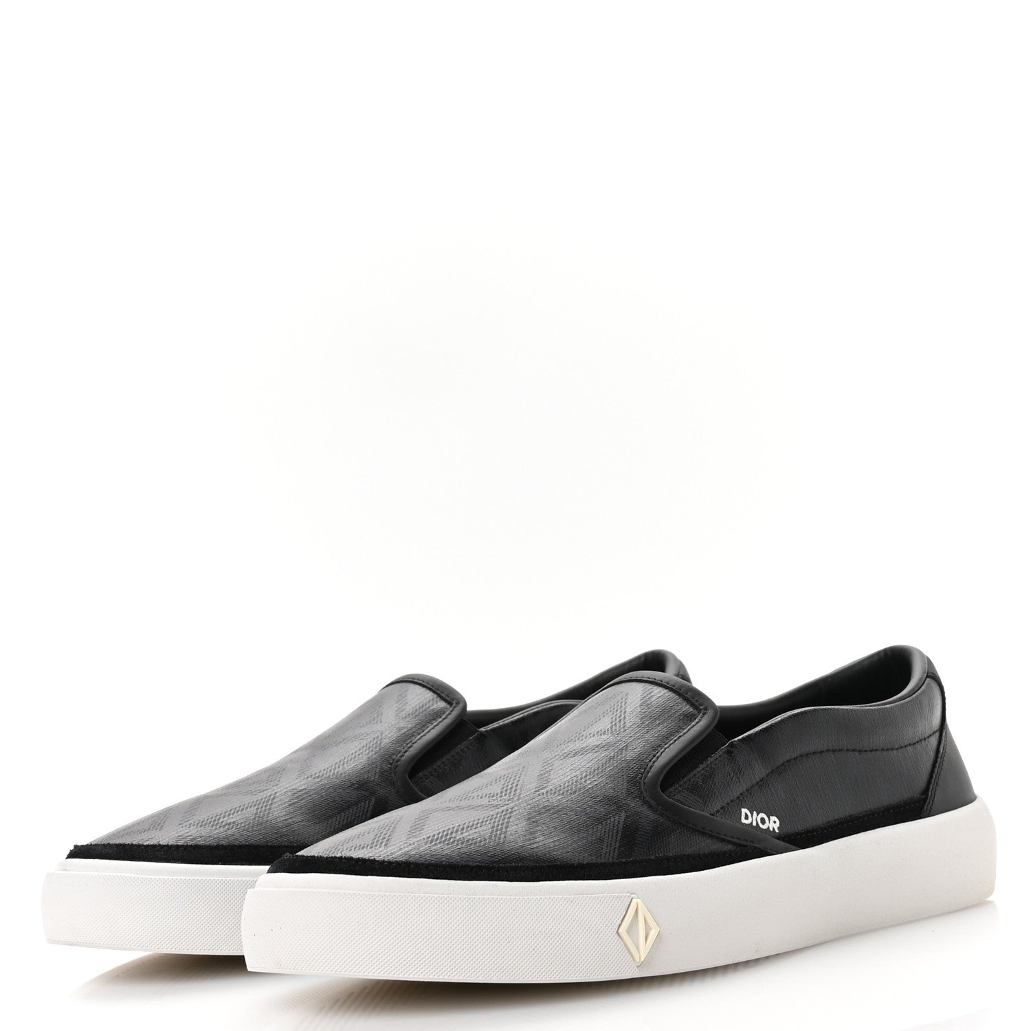 Christian Dior Canvas CD Diamond Mens Slip On Sneakers 45 Black 4 of 10