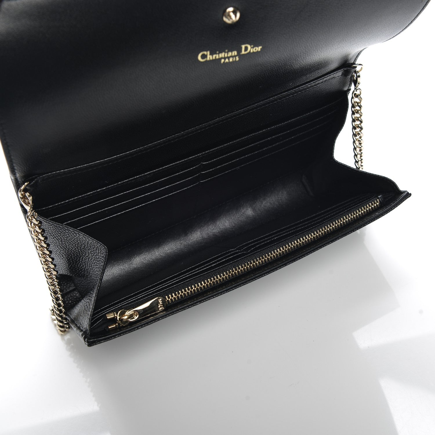 Christian Dior Grained Calfskin Diorama Croisiere Chain Wallet Black 5 of 7