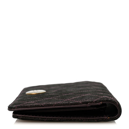 Chanel Iridescent Calfskin Quilted Tartan Button Yen Wallet Burgundy 11 of 12