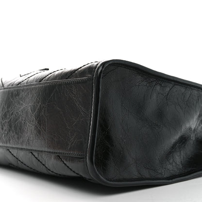 Saint Laurent Crinkled Calfskin Matelasse Monogram Medium Niki Shopper Tote Black 10 of 11