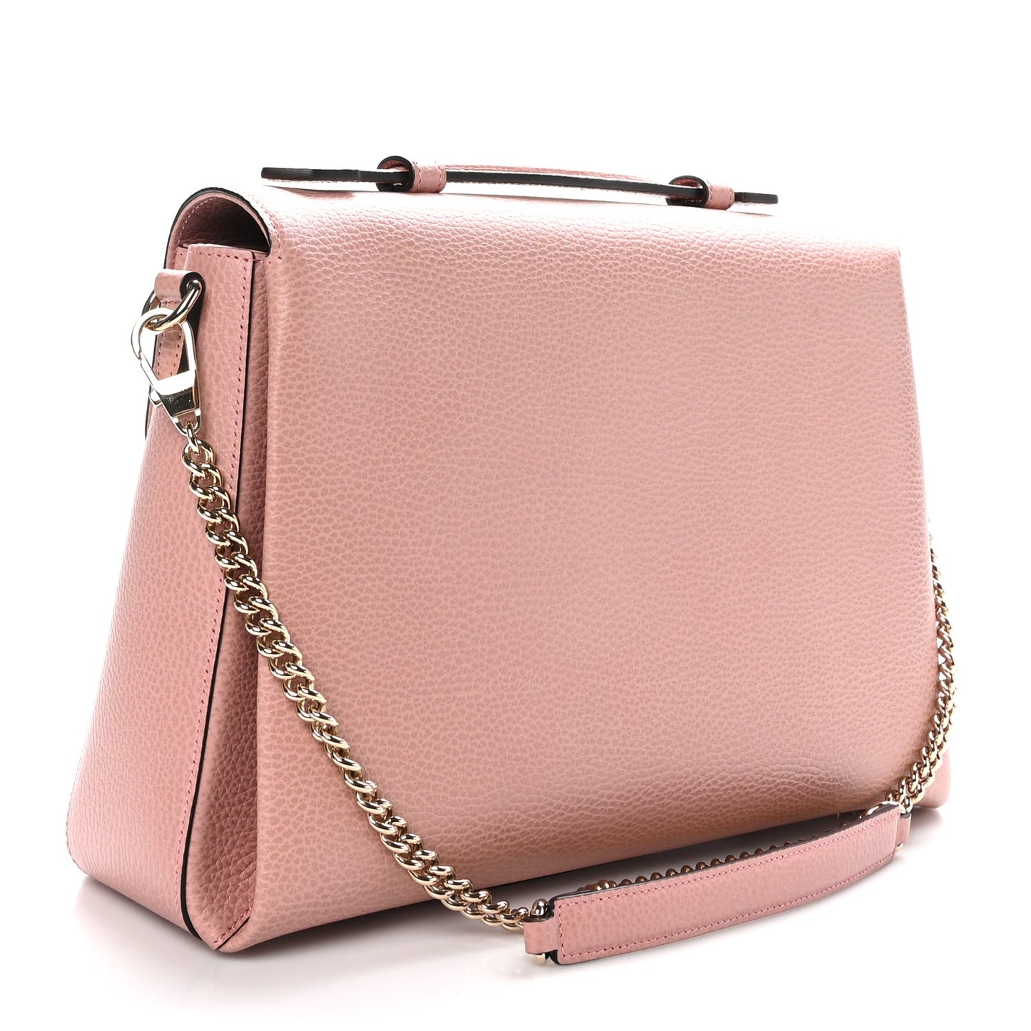 Dollar Calfskin Medium Interlocking G Top Handle Shoulder Bag Soft Pink