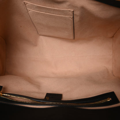 Gucci Nappa Bamboo Medium Nymphaea Top Handle Bag Black 5 of 10