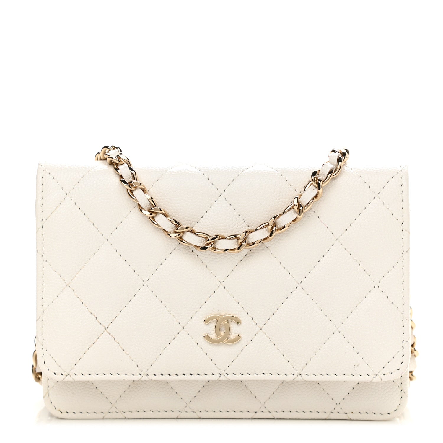 Chanel Caviar Quilted Mini Wallet On Chain WOC White 1 of 14