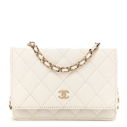 Chanel Caviar Quilted Mini Wallet On Chain WOC White 1 of 14