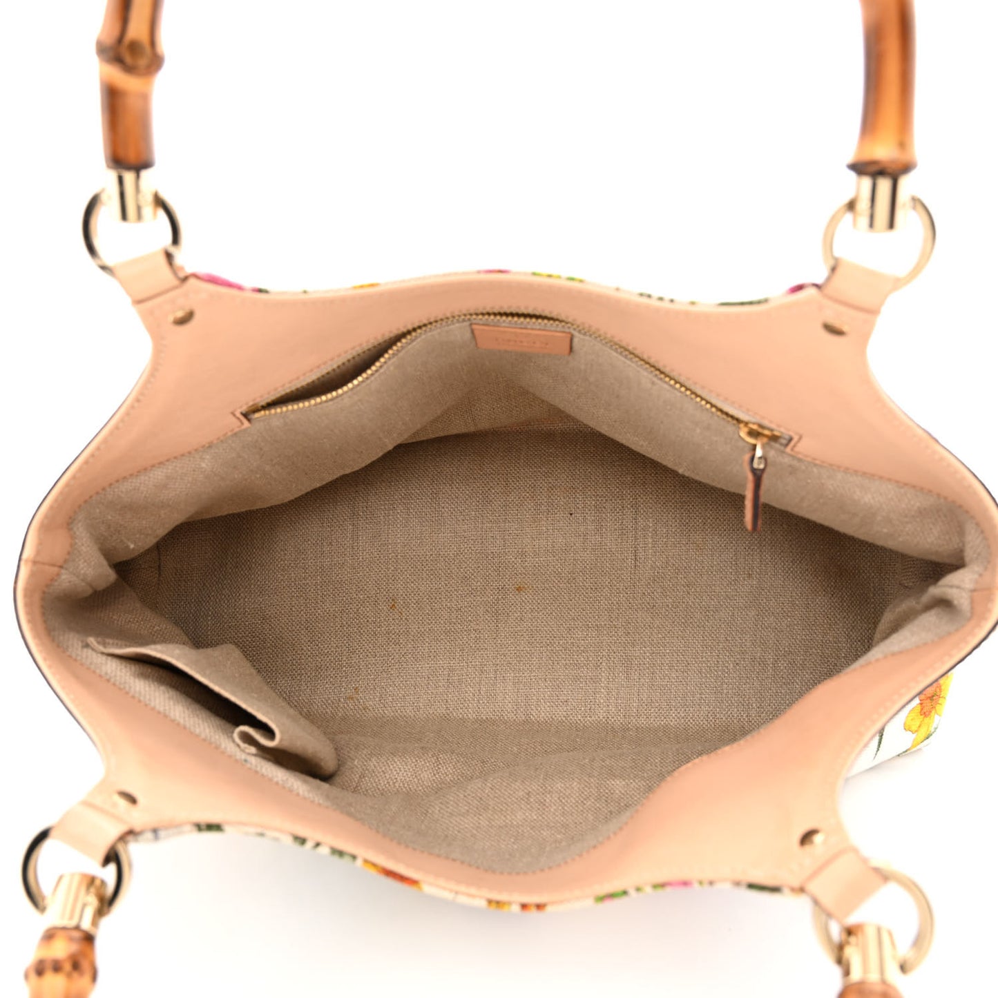Canvas Floral Flora Bamboo Handle Bag