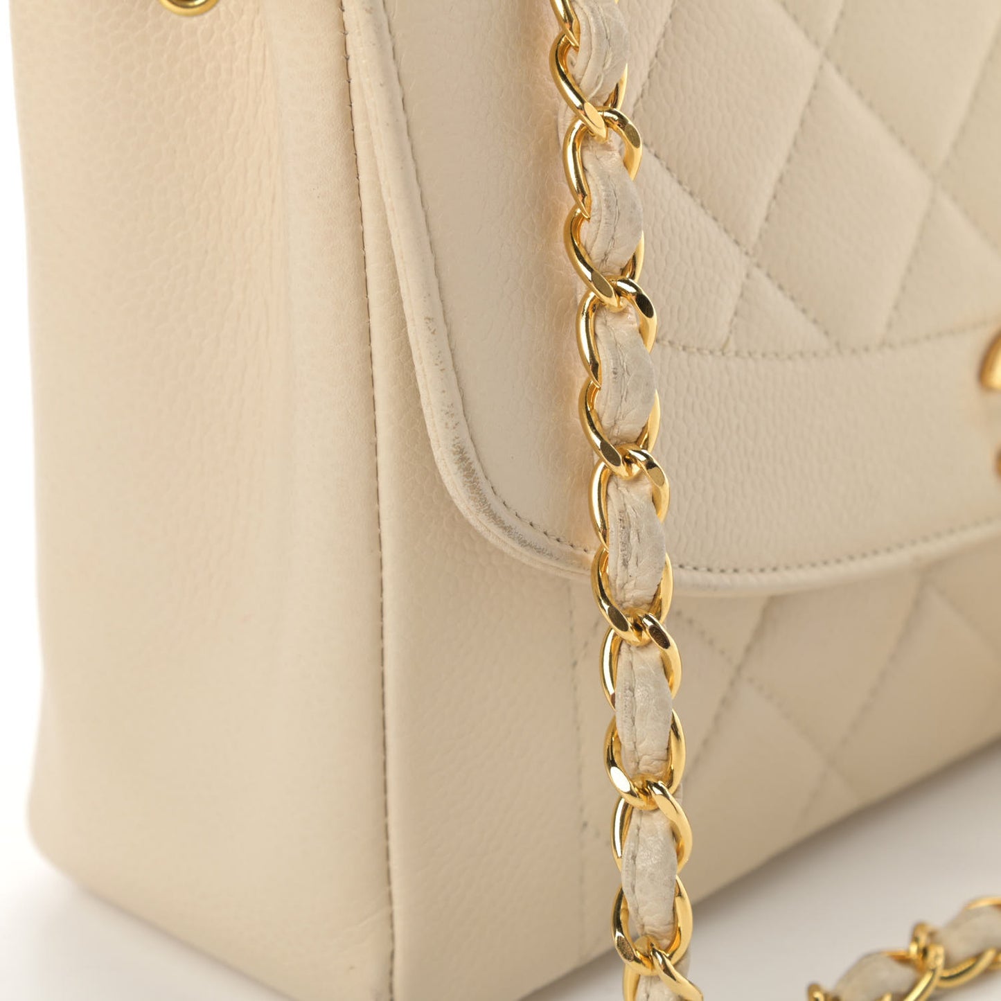 Caviar Quilted Medium Single Flap White