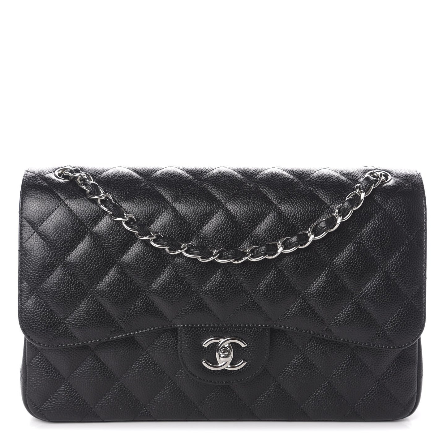 Caviar Quilted Jumbo Double Flap Black