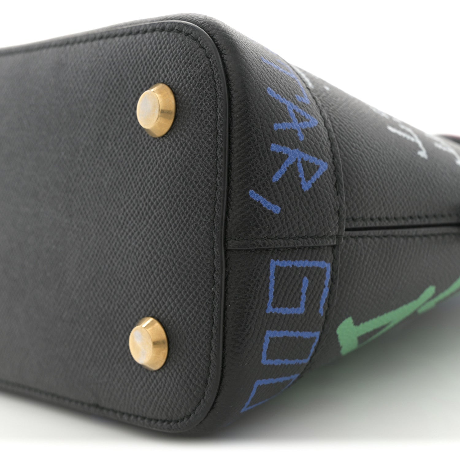 Balenciaga Signature Grained Calfskin Graffiti S Ville Top Handle Bag Black Multicolor 9 of 10