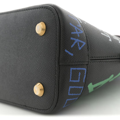 Balenciaga Signature Grained Calfskin Graffiti S Ville Top Handle Bag Black Multicolor 9 of 10