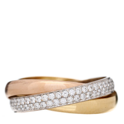 Cartier 18K White Yellow Pink Gold Diamond Small Trinity Paved Ring 49 4.75 1 of 8