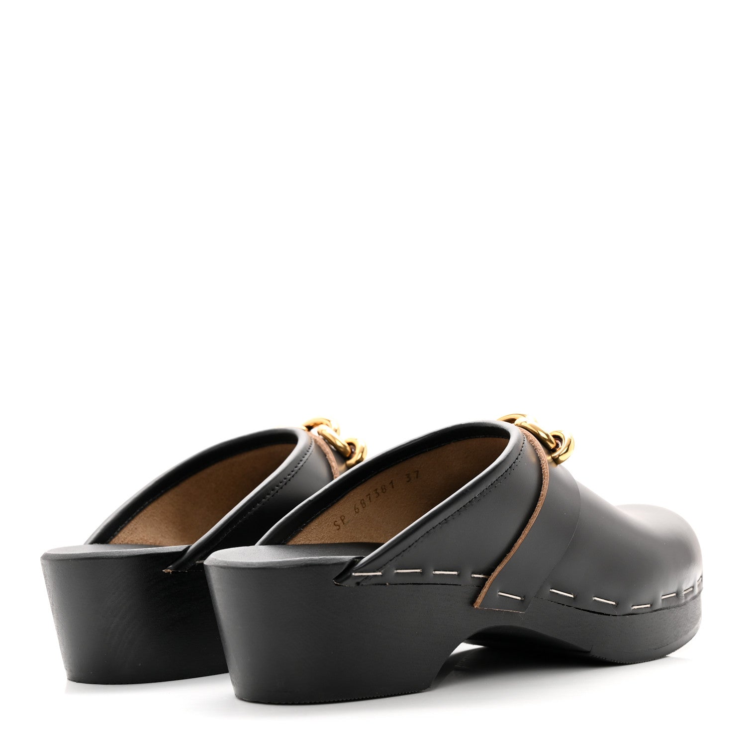 Saint Laurent Smooth Calfskin Le Maillon Clogs 37 Black 4 of 10