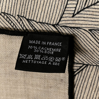 Hermes Cashmere Silk Plumes En Fete Shawl 140 Naturel Black 5 of 5
