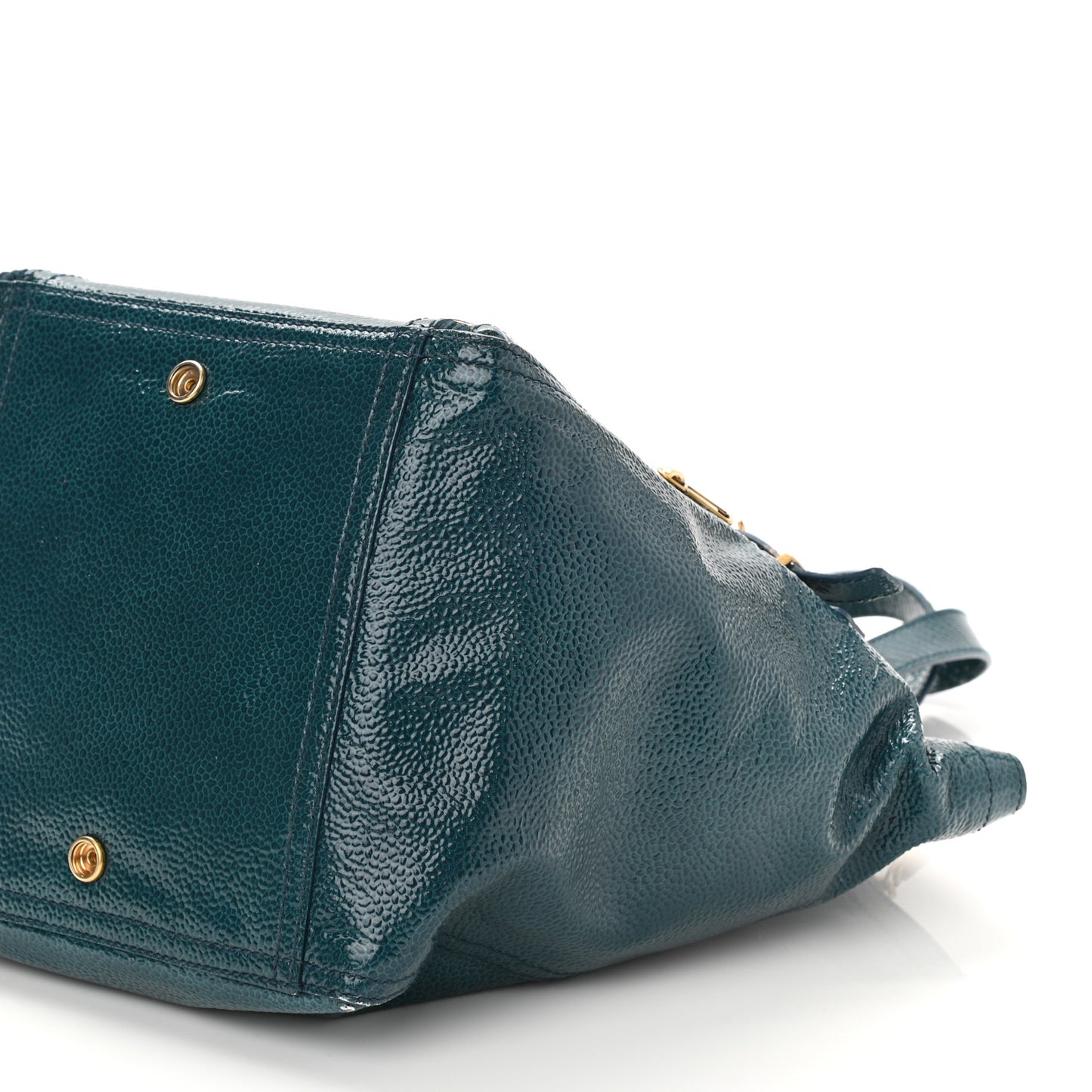 Patent Small Downtown Tote Petrol Blue